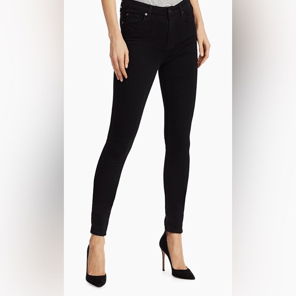 NWT 7βFor All Mankind High-Waisted Ankle Skinny Jeans in Black size 26